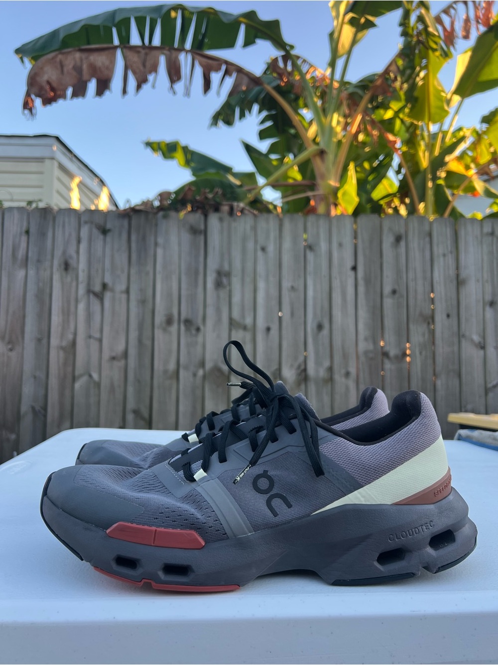 Men’s On Running Men’s Cloudtec Running Shoes - Gray with Pink and Cream size 13